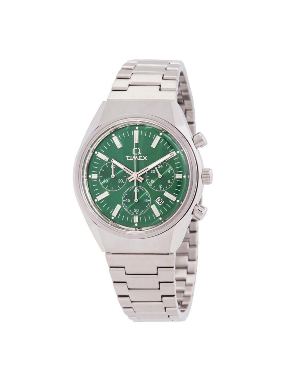 NWT Timex Q Falcon Eye Chronograph Quartz Green Dial Men's Watch